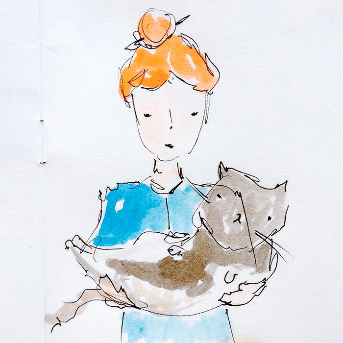 Woman+cat